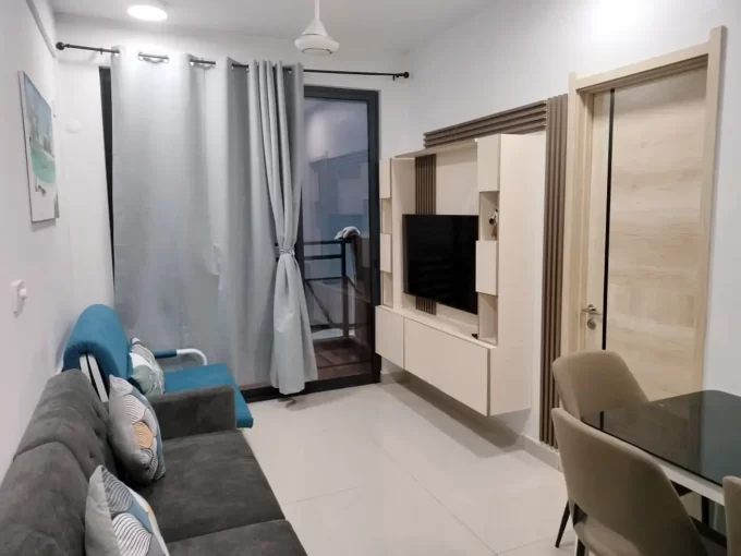 Fully furnished 1 bedroom apartment in MACL Hiya Aero Residence, 1st Floor, Hulhumale' Phase 2. A photo of the living area.