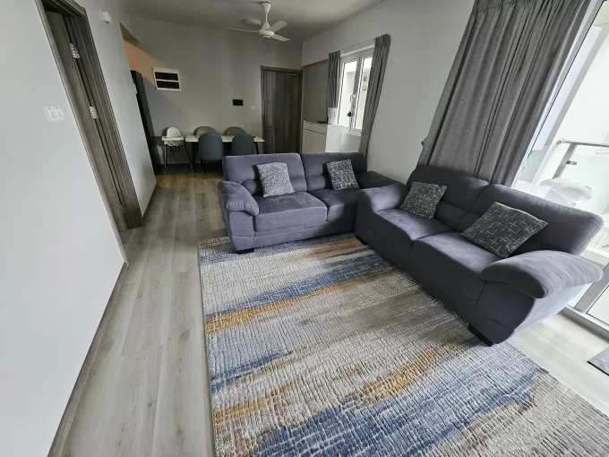 Fully furnished 3 bedroom apartment in Vinares, 13th floor, Hulhumale'. A photo of the living room and dining area.