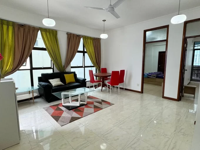 Fully furnished 3 bedroom apartment on the 3rd floor of a residential building in Badifasgandu Magu, Macchangoalhi, Male'. A photo of the living room.