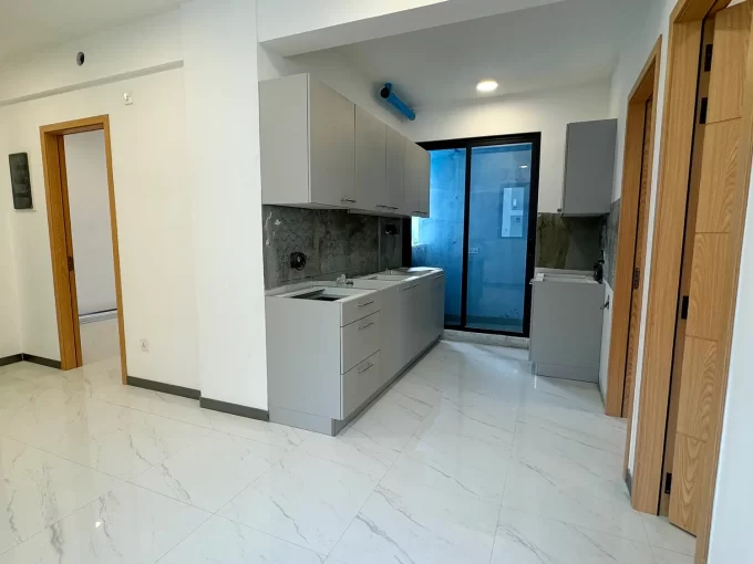 Brand new unfurnished 3 bedroom apartments in Lonuziyaaraiy Magu, Galolhu, Male'. The apartments are built at the rear end of the building. A photo of the kitchen.