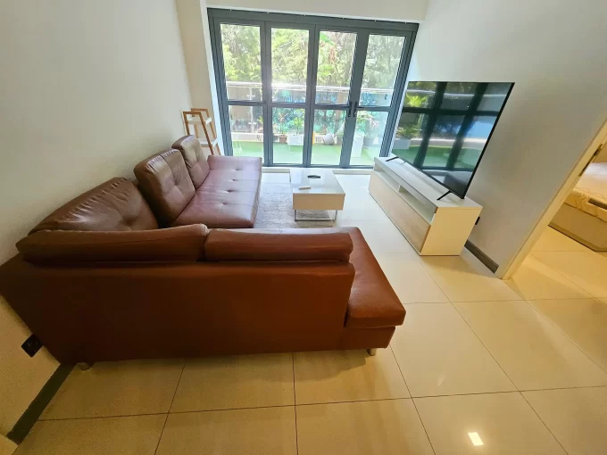 Fully furnished 3+1 bedroom luxury apartment in Damas One Avenue, 2nd Floor, Hulhumale' with a large private terrace. A photo of the living area.