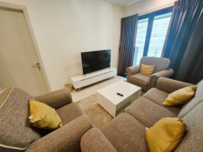 Fully furnished 3 bedroom apartment in FW Residences, 5th Floor, Hulhumale'. A photo of the living area.