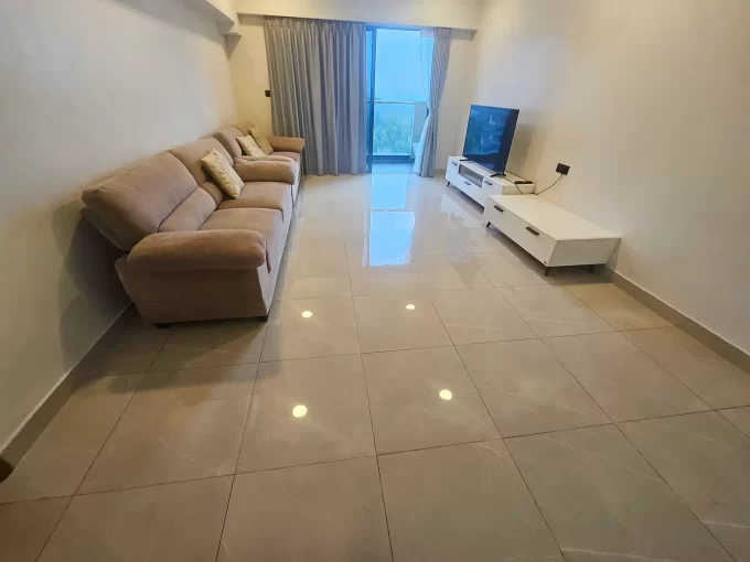 Fully furnished 2 bedroom apartment in Oceanfront Residence, 10th Floor, Hulhumale'. A photo of the living area.